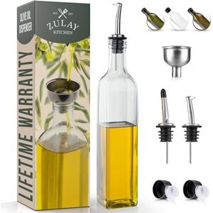 Olive Oil Dispenser Bottle with Spouts Funnel‎ Caps Kitchen Oil Cruet-New in Box